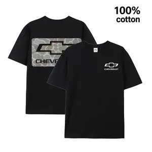 Vintage Chevrolet Camo Graphic T-Shirt - Retro Chevy Bowtie Camouflage Pattern Black Tee, Men's Outdoor Casual Top