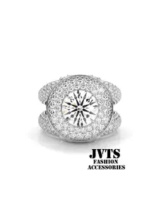 Circular Cut Artificial Zircon Ring, Hollow Band Unique Design, Shiny and Elegant, Perfect for Weddings, Parties, Daily Wear, Ideal Valentine's Gift, Jewelry Gifts