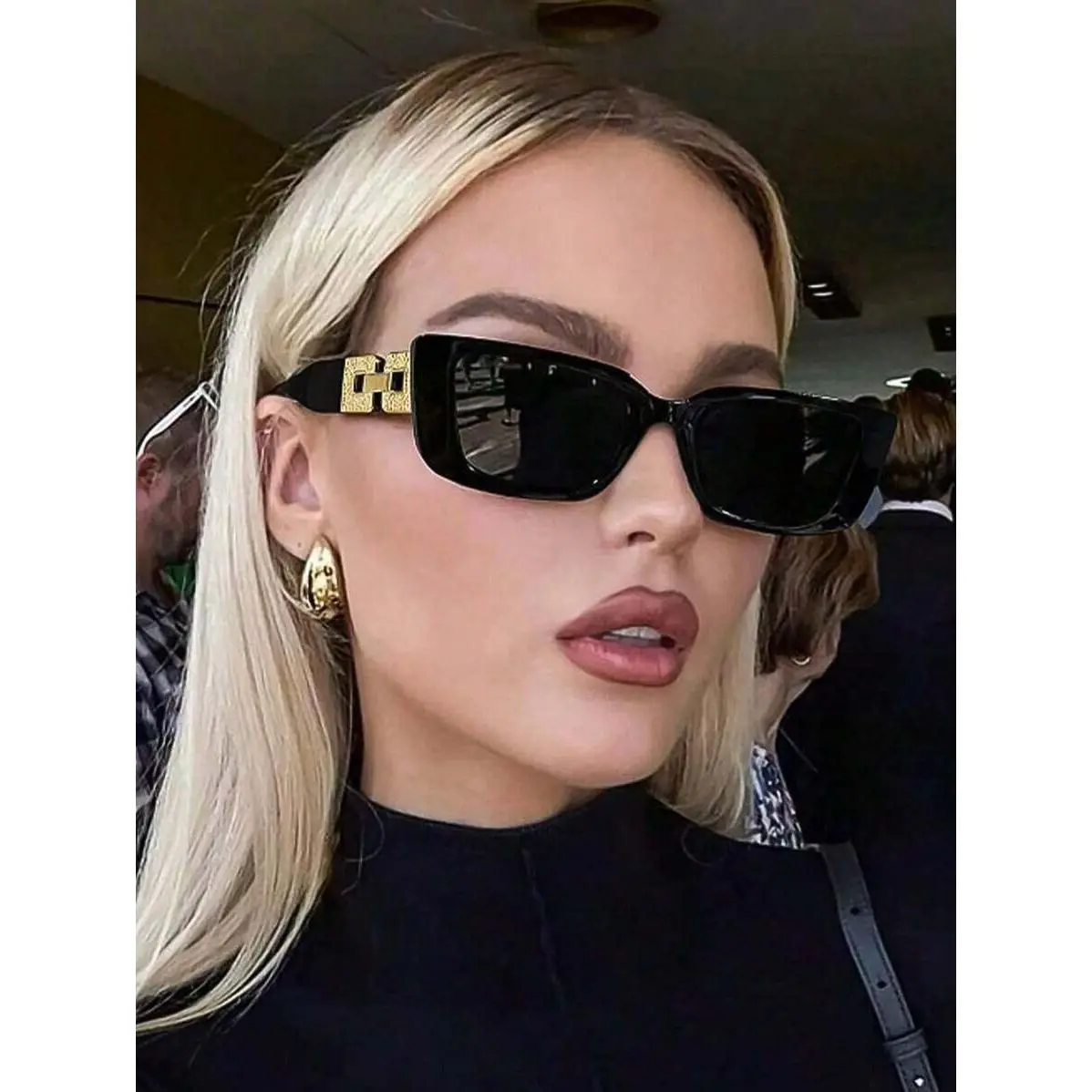 Minimalist PC Material Frameless 1 Piece Retro Plastic Frame Vacation Geometric Glasses Cover with Leather Case Suitable for Outdoor Travel Decoration Fashion Glasses Cover Beach Accessories Beach Accessories Autumn Winter Women's Clothing