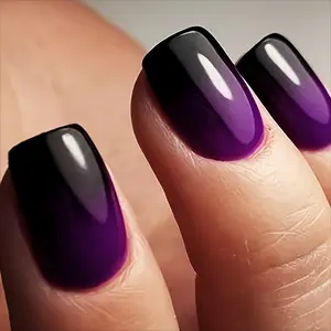 Change Your Nails 24pcs Short Square Purple-Black Gradient Full Coverage Wearable Press-On Nail Tips + Jelly Glue + Nail Wrapping Set Suitable for Women/Girls Party Dance Various Daily Scenes Wear