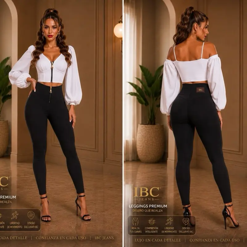 IBC B30 Model Leggings con  with Built-In Waistbands  con ciper fronts
