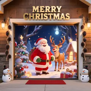 8 X 7 Ft Christmas Garage Door Cover Banner, Christmas Garage Door Backdrop Decoration, Large Backdrop Cover, Large Banner for Indoor Outdoor Wall Decoration