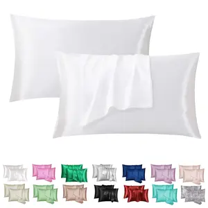 2/4 Pack Bright White Silky Pillow Shams, Soft Cooling Wrinkle Resistant Satin Pillow Covers with Envelope Closure, Luxury Bed Pillowcases for Bedroom, Guest Room & Hotel Decor, Ideal Gift