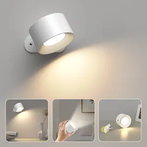 LED wall lamp, 3-level brightness adjustment, 360° magnetic rotation, multi-functional wireless light, ambient light, bedside lamp.