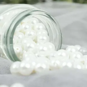 1000-Pack Faux Pearl Craft Beads 10mm Glossy White with Holes - Polished Beads for Vase Filler DIY Jewelry Craft Projects & Party Decor