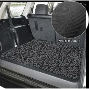 Leopard Print Car Trunk Mat 39.4x30in Premium Rubber Non-woven Fabric Cargo Liner Waterproof Anti-slip Wear Resistant Universal Vehicle Pad Hand & Machine Washable for Camping Pet Trips Beach Grocery Runs Road Trips Gardening Daily Errands