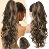 N NAYASA Clip-in Ponytail Extension - 24 in Deep Wavy Curly Synthetic Volume Hairpiece, Hair Extensions Clip in for Daily & Parties, Party-Ready Ponytail Hairstyles