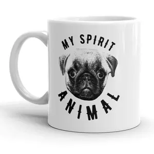Pug Spirit Animal Mug Funny Pet Puppy Coffee Cup - 11oz Funny Coffee Mugs Ceramic Printed Drinkware Cup