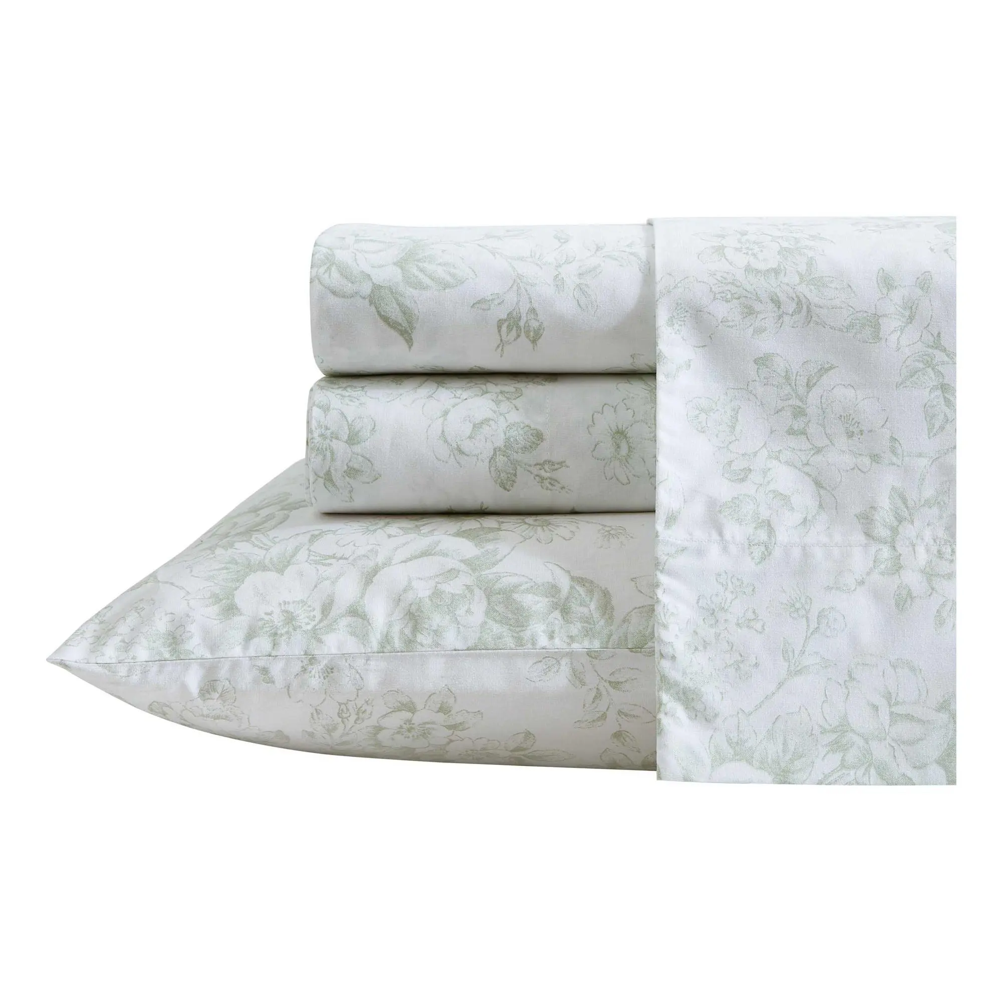 Laura Ashley Toile Delight Green Twin Sheet Set