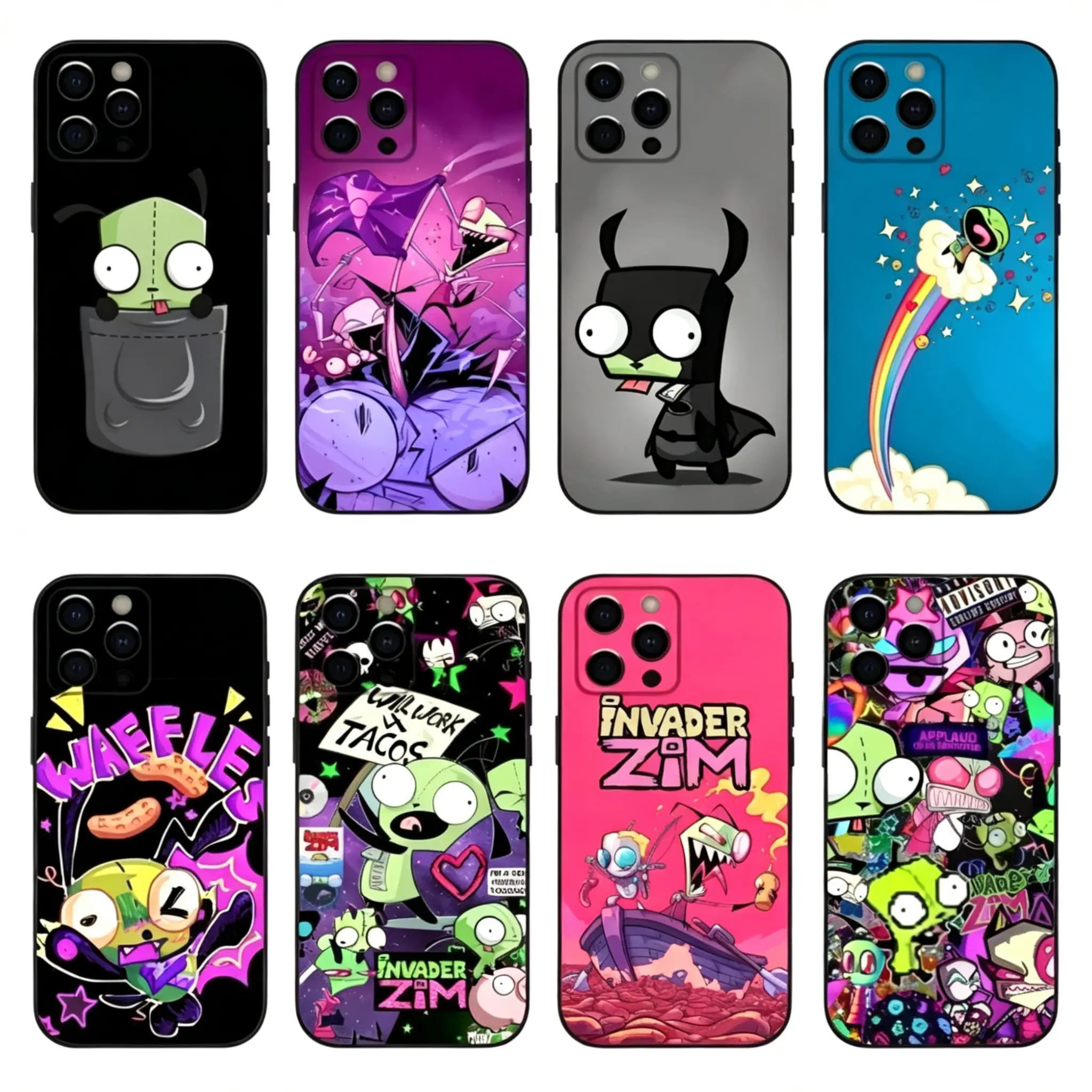 Cartoon I-Invader Zim Gir Phone Case For iPhone 17 Promax 16 15 14 13 12 11 Pro Max 17Air Plus & Samsung Galaxy S26 Ultra S25 S24 S23 S22 S21 FE Plus - For Fans Gift Anti-Fall Silicone Smartphone Shockproof Sof Protective Black Back Cover