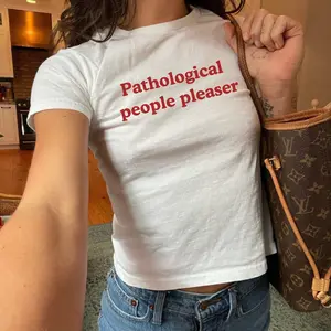 Pathological People Pleaser Crop Top, Lyric Crop Top, Crop Top For Women, Concert T-Shirt, Coquette Y2K Crop Top