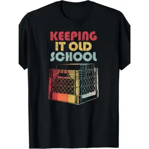 Keeping It Old School Graphic T-Shirt - Vintage Milk Crate Tee, Comfortable Cotton Top, Oversized Casual Wear, Cute Gift for Him & Her, Perfect Present for Nostalgia Lovers, Ideal for Valentine's Day, Birthdays & Anniversaries
