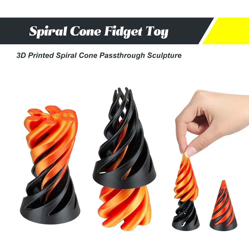 3D Printed Impossible Cone & Impossible Pyramid Fidget Toy - High Quality Craftsmanship Anxiety Fidget Stress Relief Toy, Minimalist Unisex Home Decor, Perfect Present Choice for Adults