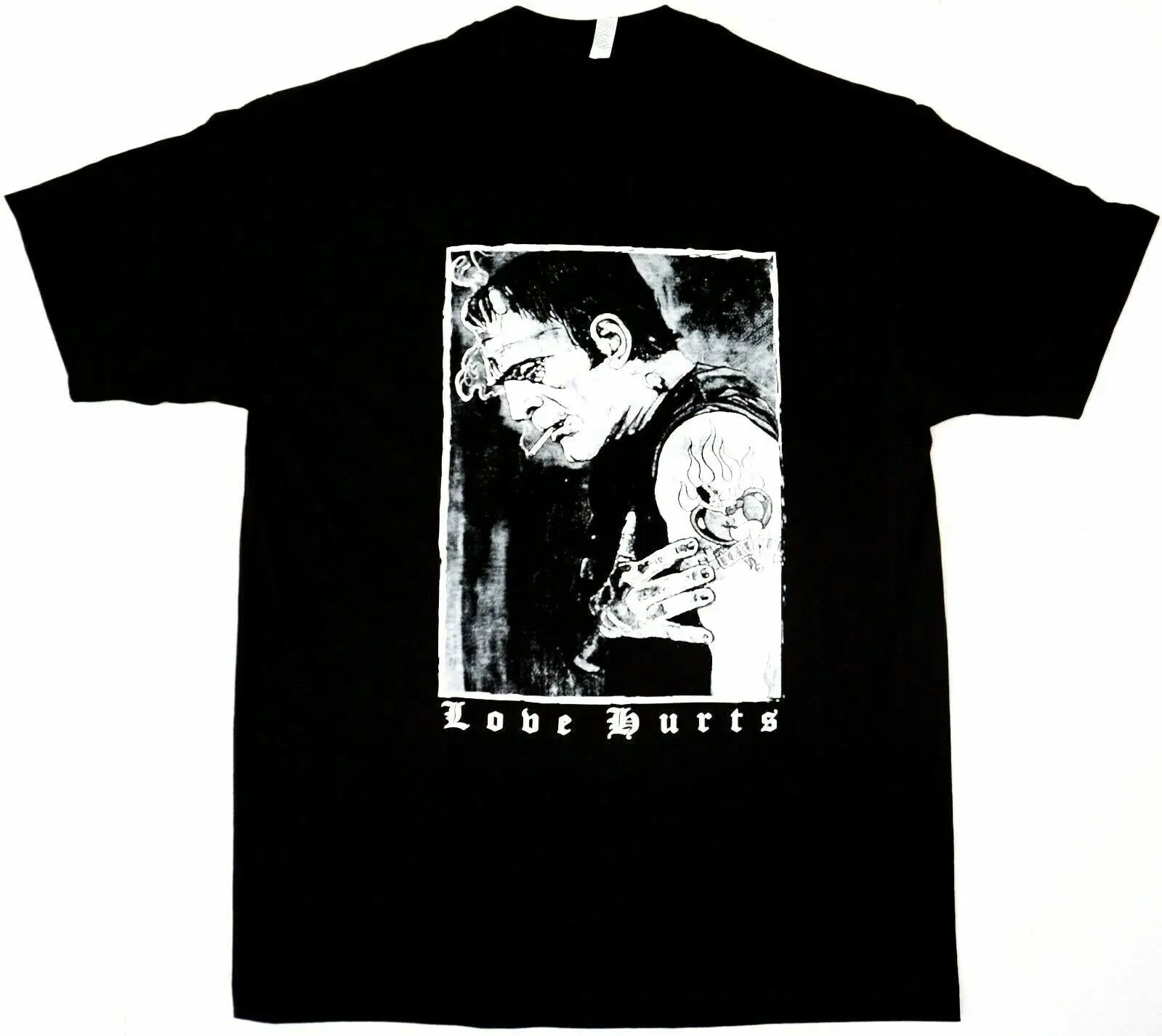 FRANKENSTEIN - LOVE HURTS Rockabilly Psychobilly Tattoo T-Shirt