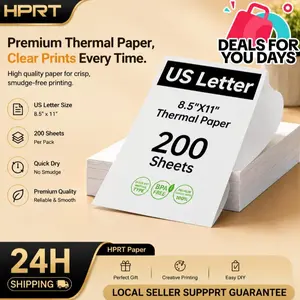 HPRT Thermal Paper US Letter Size for Inkless Portable Thermal Printer Compatible with HPRT/iDPRT/PRT Portable Printer MT620/MT610/MT800/M08F Continuous Folding,8.5" x 11" Size, 200 Sheets