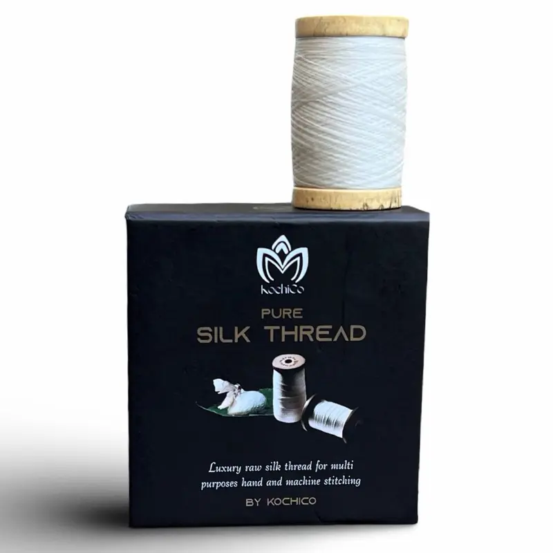 3-Ply Pure Silk Thread, 27/29 Count Raw Silk Yarn (Twisted from 3 Cocoons Extracted Strands) for Luxury Sewing & Hand Stitching Projects