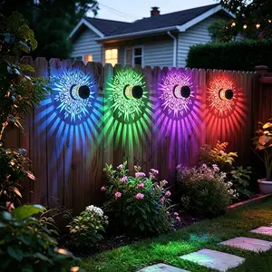 4-Pack Solar Peony Projector Wall Lights, Solar Wall Lamp, Waterproof Detachable Outdoor Decor, Ideal for Garden, Patio, Backyard, Pillar Lighting