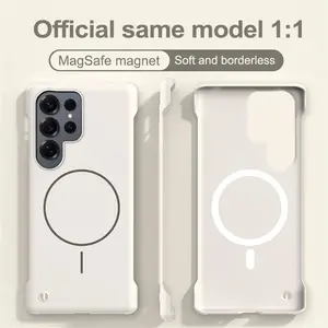 For Magsafe Slim Frameless Phone Case For Samsung S26 S25 Edge S24 Ultra FE S23 S22 Plus Wireless Charging Matte PC Back Cover
