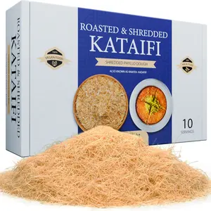 Kataifi Shredded Fillo Dough Roasted Bulk 1.1lb (.5kg) | Baked Dried Knafeh Dough For Dubai Chocolate Bar Crispy Kunafa | Ready to Use Chopped Kadayif Crunch Pastries Dessert
