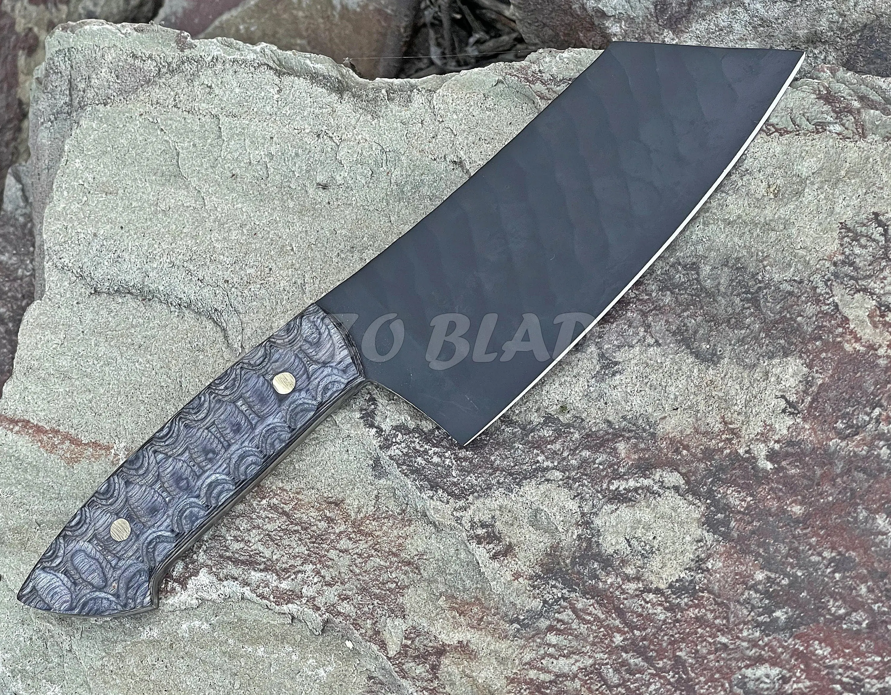 Hand Forged 11-Inch Wooden Handle Cleaver Knife - 1095 High Carbon Steel Powder Coated Blade, Cleaver Shape Powerful Cut Kitchen Tool for Home Cooking Meat, Bones, Vegetables