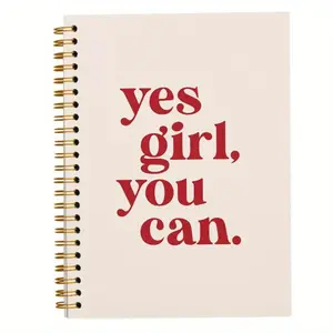 Yes Girl You Can Notebook, 1 Count Motivational Feminist Positive Affirmation Quote Self Improvement Journal, Notebook for Girl Women Office School