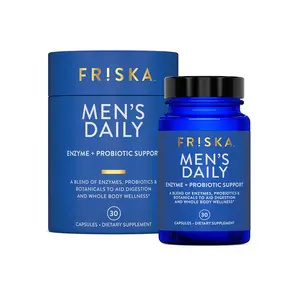FRISKA Men's Daily Enzyme & Probiotic Support - 30 Capsules for Digestion & Whole Body Wellness - US Healthcare Supplement
