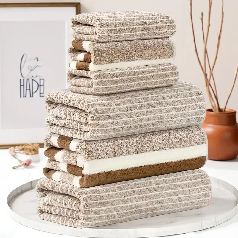 6 Piece Bath Towel Set, 3 Hand Towels and 3 Bath Towels, Absorbent and Quick Dry, Soft, Perfect Home Set, Lightweight Soft Towel, Quick Drying Towels, Premium Towel Set, Towels for Bathroom, Bathroom Towel Sets