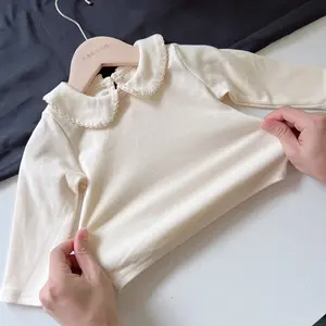 Spring and Autumn Baby Cotton Undershirt for Girls, Toddler Solid Color Undershirt, Girls' Cotton T-Shirt