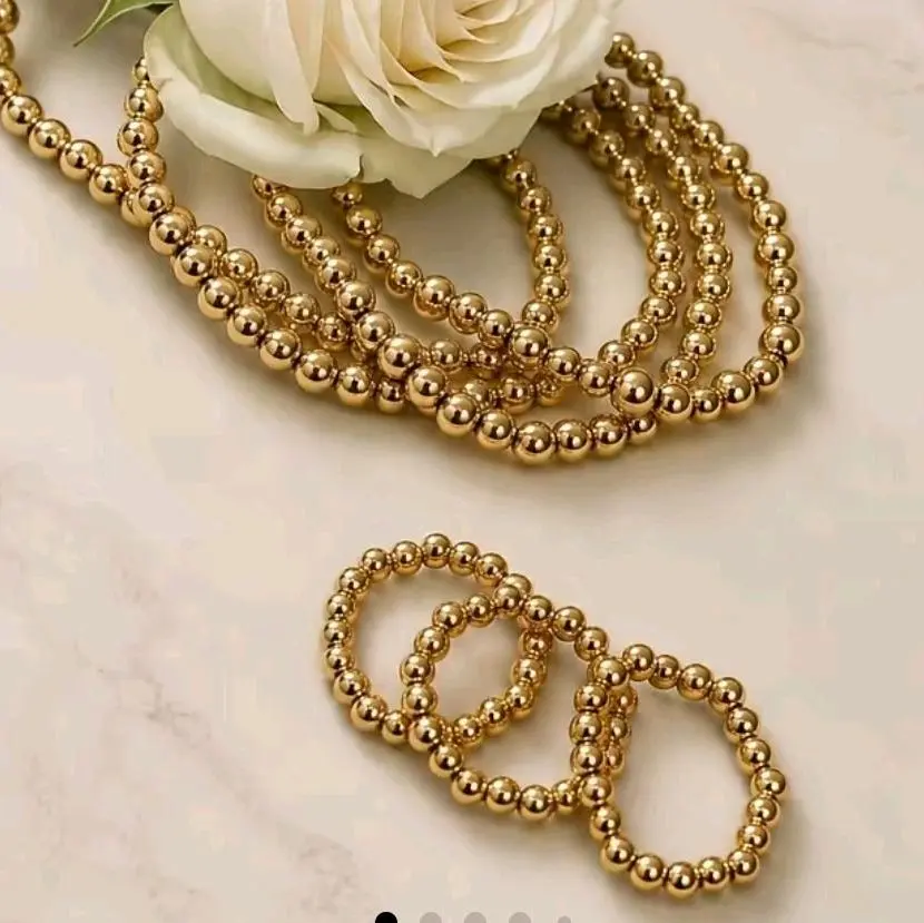 Elegant Matching Jewelry Set - Beaded Bracelets & Rings, Necklace + Bracelet, Date Gift for Her,