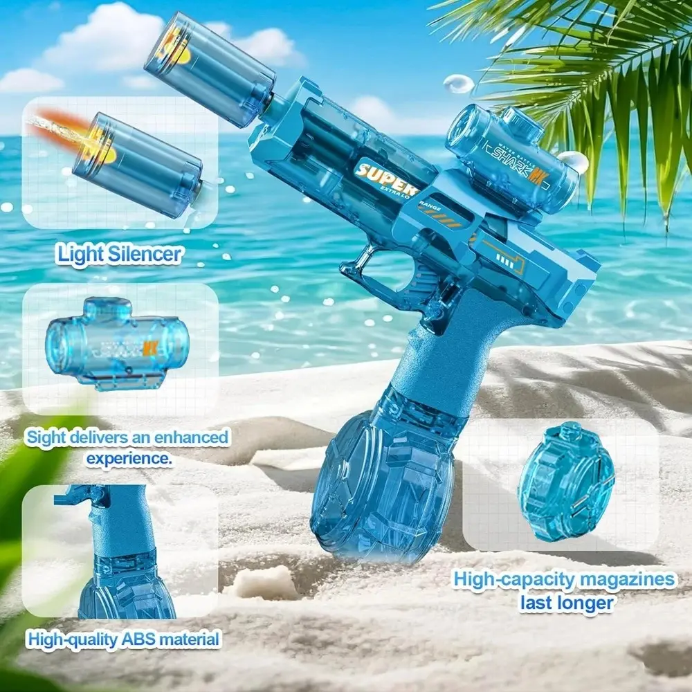 Super Powerful Flame Effect Electric Water Gun for Children, Auto Continuous Fire Leak-Proof Squirt Pistol, Rechargeable Super Soaker, Outdoor Backyard Pool Beach Water Fight Toy for Kids