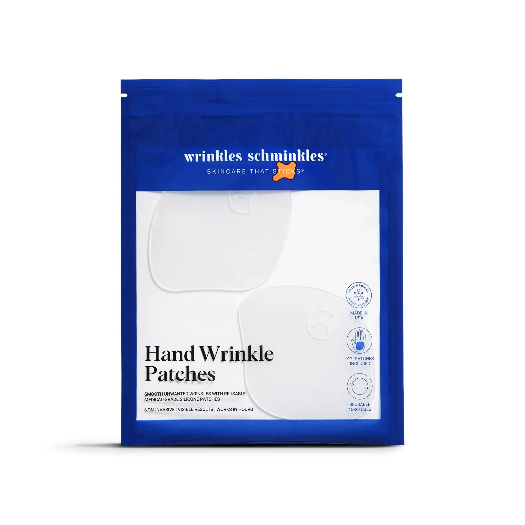 Hand Wrinkle Patches - 100% Medical Grade Silicone for Dryness & Fine Lines - Made in the USA - Reusable & Comfortable for Night Use