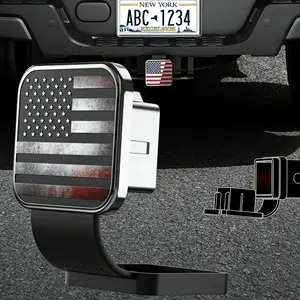 American Flag Metal Trailer Hook Protective Sleeve 2-Inch Receiver Anti-Rust Waterproof Cover Aluminum Reinforced Patriotic Design Outdoor Truck Accessories Car Essentials