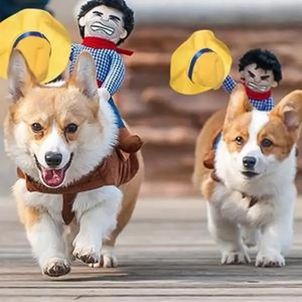 Hilarious Cowboy Rider Dog Costume - Adjustable Pet Riding Outfit for Costume Parties - Innovative Pet Supplies