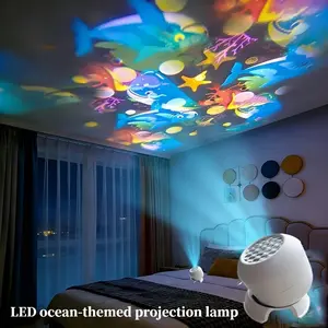 LED Ocean Projector Light, 360° Rotating Dynamic Night Light, USB Powered Ambient Lamp, Decorative Lighting for Bedroom, Game Room, And Living Room, Indoor Light, Led Lights