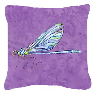 212 MAIN Dragonfly Design Decorative Pillow - Heavyweight Fade-Resistant Fabric, Purple Background, Indoor-Outdoor Use