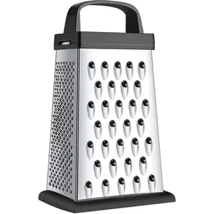 Cheese Grater, Mini Size 4-Sided Stainless Steel Grater, Food Shredder for Cheese, Parmesan, Vegetable, Dishwasher Safe, Black
