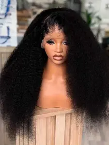 26-inch 180-density wig, soft black curly hair with 13*4*1 lace front, pre-combed baby hair, suitable for daily use by women, breathable and fashionable