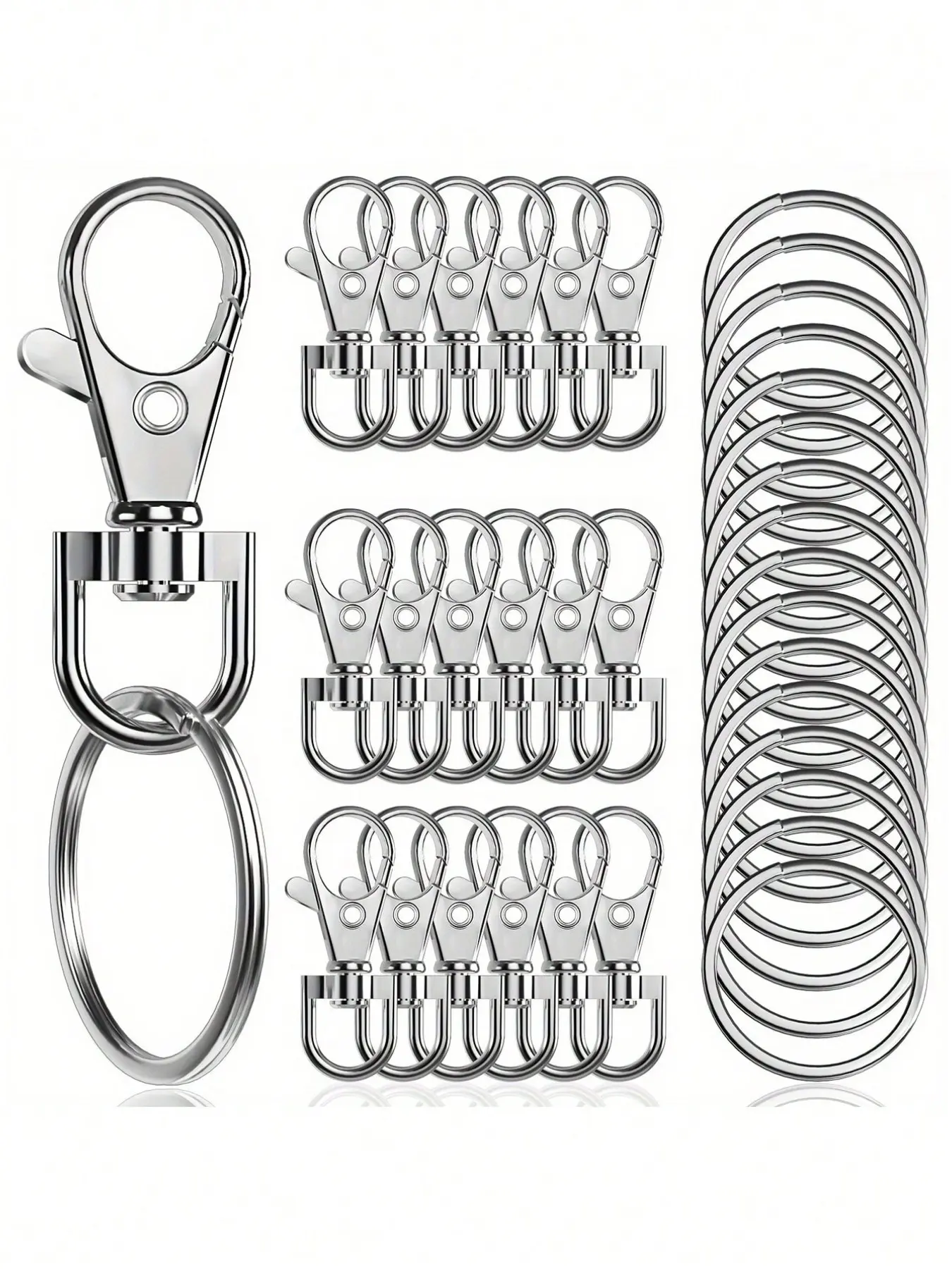 50-Piece Rotating Lobster Keychain Set, Includes 25 Keychains & 25 Keyrings, DIY Handmade Valentine's Day Gift for Men & Women, Clip, Bag Charms, Keychain Accessories, Matching Keychain Set