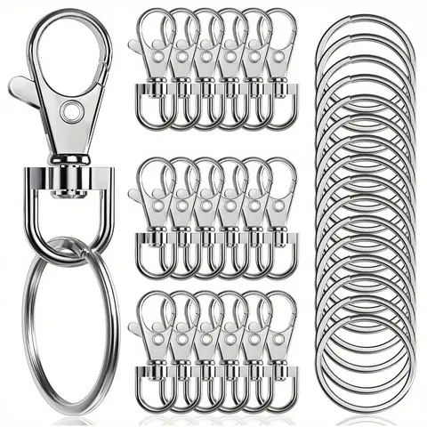 50-Piece Rotating Lobster Keychain Set, Keychain Included, Includes 25 Keychains & 25 Keyrings, DIY Handmade Valentine's Day Gift for Men & Women, Clip, Bag Charms, Keychain Accessories, Matching Keychain Set