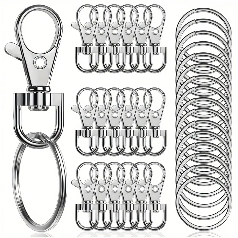 50-Piece Rotating Lobster Keychain Set, Keychain Included, Includes 25 Keychains & 25 Keyrings, DIY Handmade Valentine's Day Gift for Men & Women, Clip, Bag Charms, Keychain Accessories, Matching Keychain Set