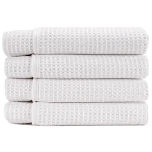 AURA by S&T INC. Microfiber Waffle Bath Towels, 4 Pack, Quick-Dry, Ultra Absorbent, Lightweight Towels for Bathroom, Gym, Travel and Beach, 30 inches x 60 inches, 420GSM, White