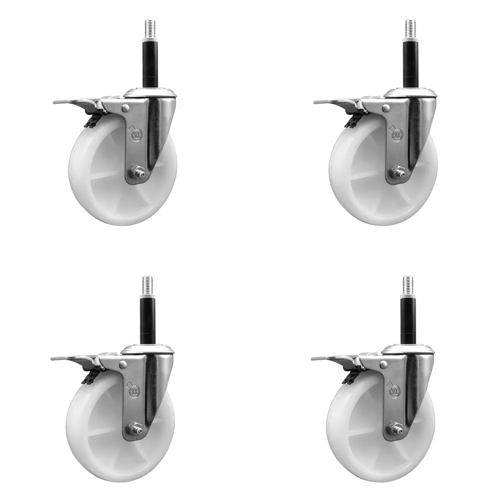 Service Caster SCC-EXTTL20S514-NYS-34-4 Nylon Swivel Expanding Stem Caster with 5 in. White Wheels & 0.75 in. Stems - Set of 4, 1200 Lbs, 4 Stems