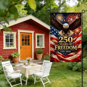 250 Years of Freedom Garden Flag, Patriotic Eagle Yard Banner, 1776-2026 USA Anniversary Outdoor Decor, American Flag Fireworks Lawn Flag for July 4th, Memorial Day, Veterans Day, Front Porch Patio Garden Decoration