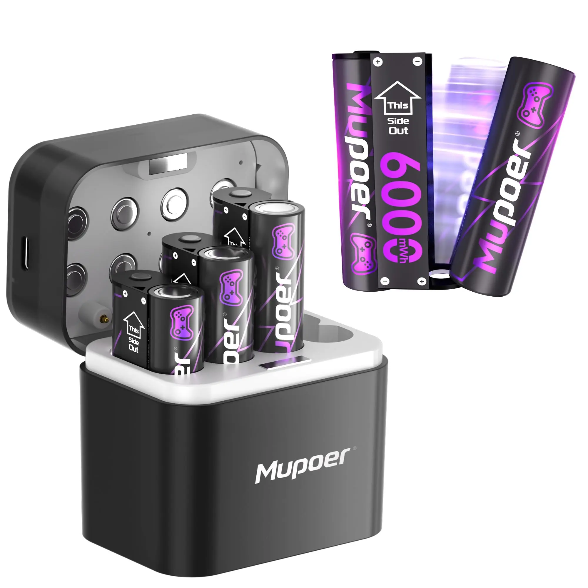 Xbox Controller Battery Pack| Rechargeable AA Batteries Lithium 4x6000mWh | 1.5V Rechargeable Double A Battery | Long Lasting Lithium Battery with Box for Xbox Series X/S,Xbox One X/S,Elite,Blink