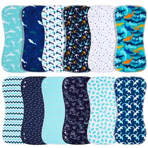 Baby Burp Cloths & Baby Bibs 2-in-1 Design Large Size 3 Layers Thicken Cotton Super Absorbent and Soft Baby Spit Up Burping Rags Baby Burp Cloth Set for Boys Cute Printed Infant Burps