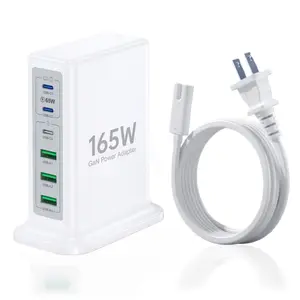 165W 6-Port USB Charging Station, Laptop Charger, 3 USB-C & 3 USB-A Fast Charger Hub, Multi-Protection Safety System, 6-in-1 Charger Block for MacBook, iPhone 17/16/15, Samsung, iPad, and All Devices, Compact Desktop Charger Station