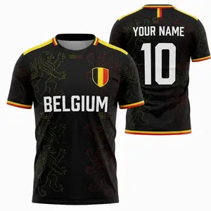 Belgium Soccer Jersey Custom Name Number, Belgian Football Shirt for Men Women Kids