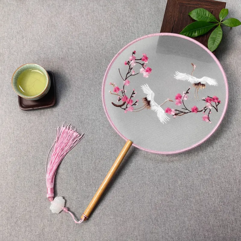 New popular Su embroidery antique-style round fan, double-sided embroidered round fan New popular Su embroidery antique-style round fan, double-sided embroidered round fan