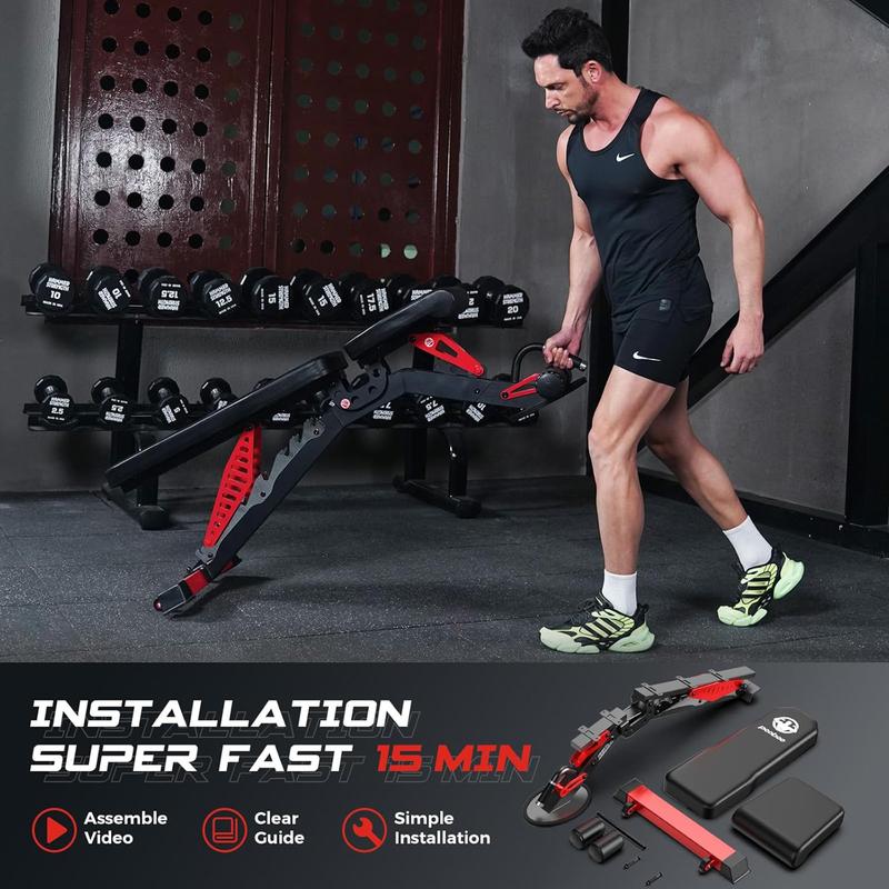 Pooboo Weight Bench, Adjustable Workout Bench for Home, 1500LBS Weight Capacity Heavy Duty Strength Training Bench, Flat/Incline/Decline Positions for Full Body Workout