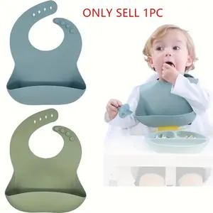 Silicone Baby Bib, Adjustable Size Waterproof & Oil-proof Feeding Bib, Soft Baby Bibs for Boys & Girls, Baby Essentials